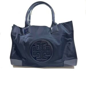 Tory Burch Ella Nylon Tote Bag Dark Blue - Damage On Straps
